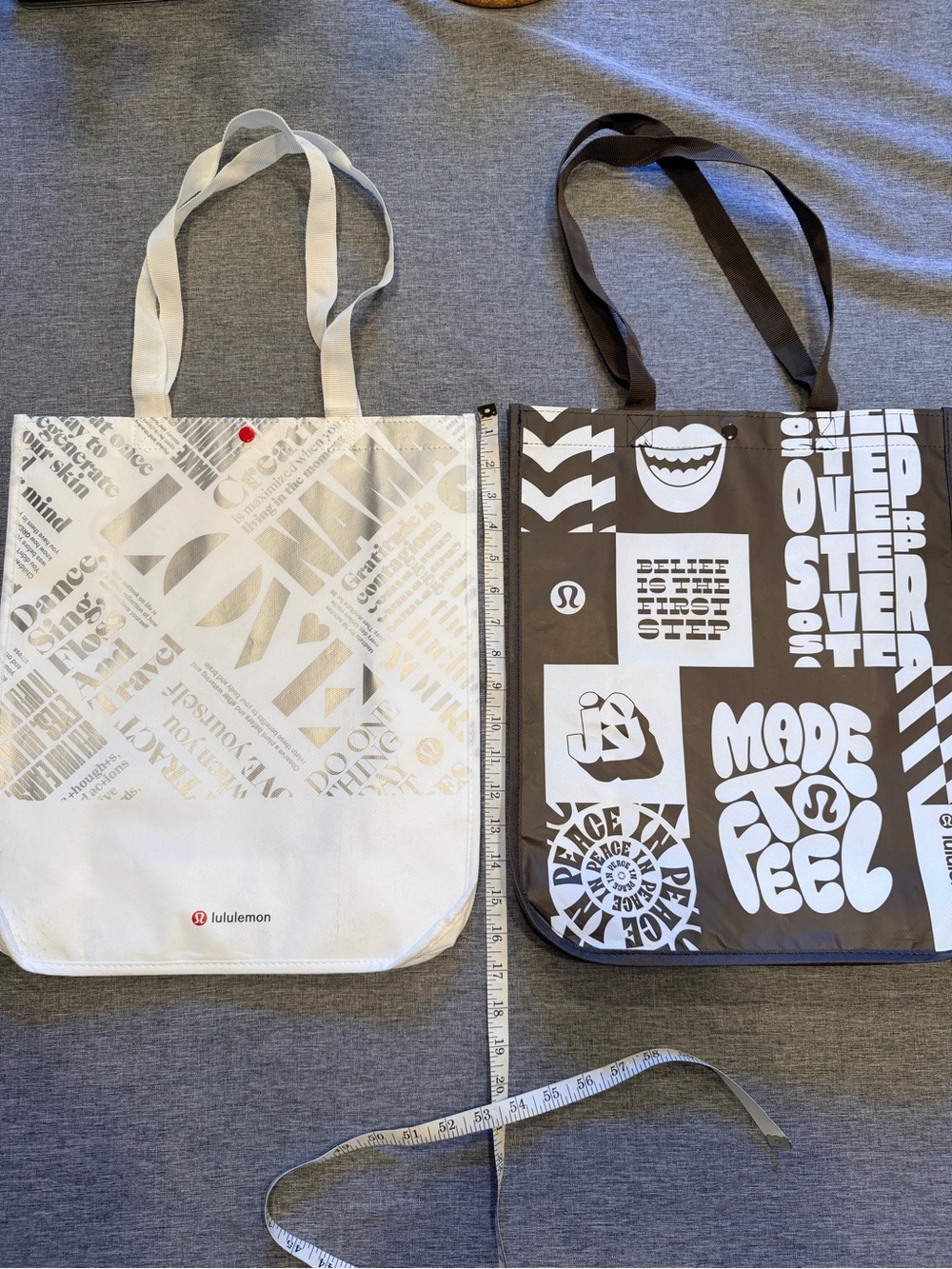 Large lululemon athletica totes - brown/white and silver/white- NEW
